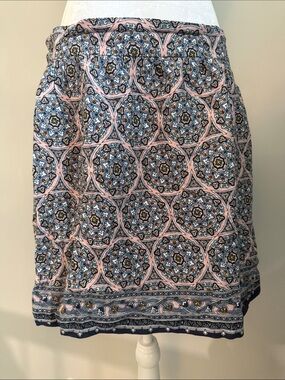 LOFT Pink and Blue Medallion Print Skirt Sz Large
